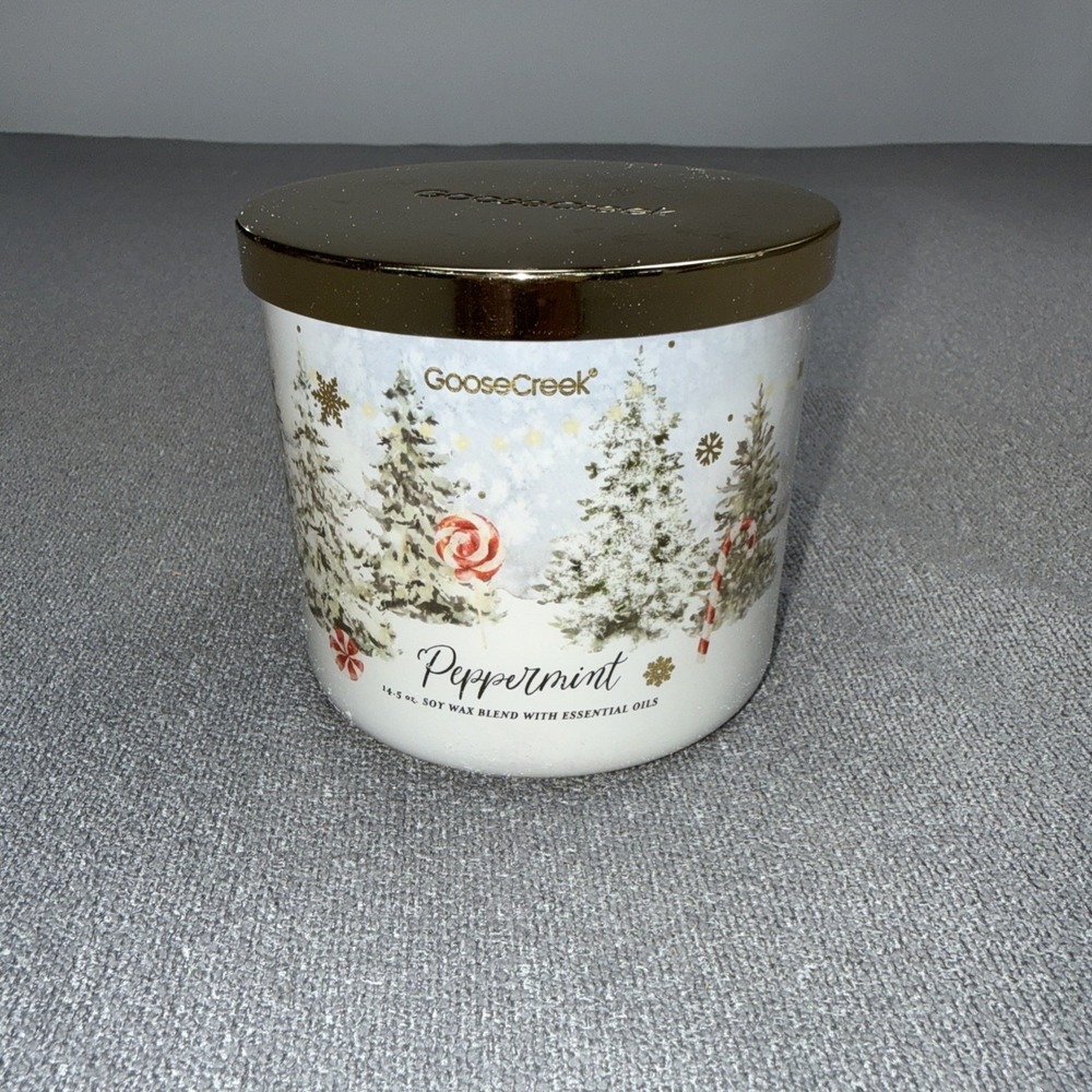Goose Creek Peppermint 3 Wick Jar Candle 14.5 oz Christmas Tree